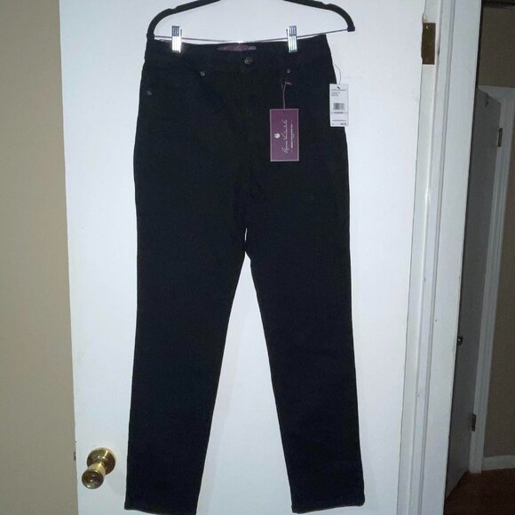 Gloria Vanderbilt Amanda Slim Leg Jeans Black Size 6 Average Embroidered Pockets - Picture 1 of 12